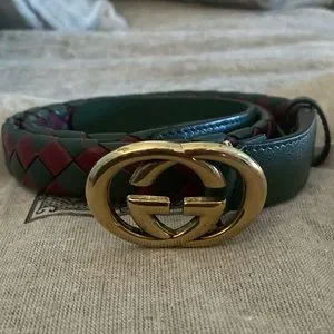 New Gucci women’s braided belt. Red, green and gold hardware. gucci belt red green products for sale | eBay main image 3